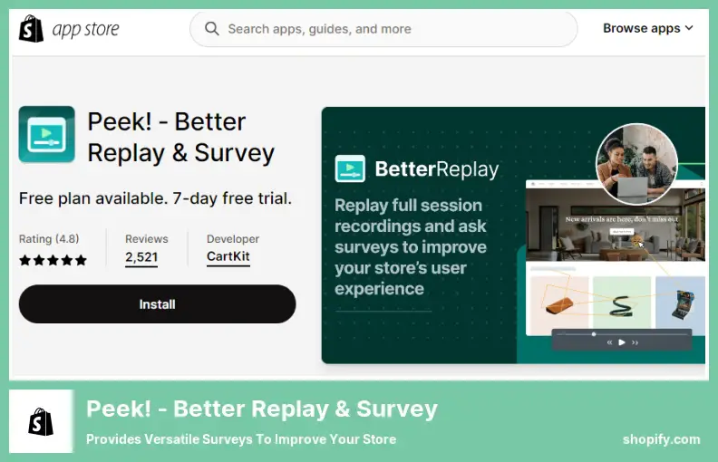 Peek! ‑ Better Replay & Survey - Provides Versatile Surveys to Improve Your Store