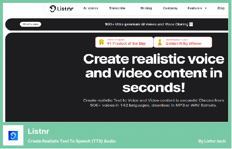 Listnr - Create Realistic Text to Speech (TTS) Audio